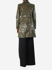 Versace Black vinyl monogram coat - size UK 6