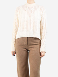 Cream cashmere and silk-blend cable knit jumper - size S Knitwear ME+EM 