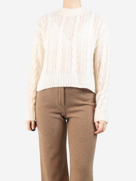 Cream cashmere and silk-blend cable knit jumper - size S product image
