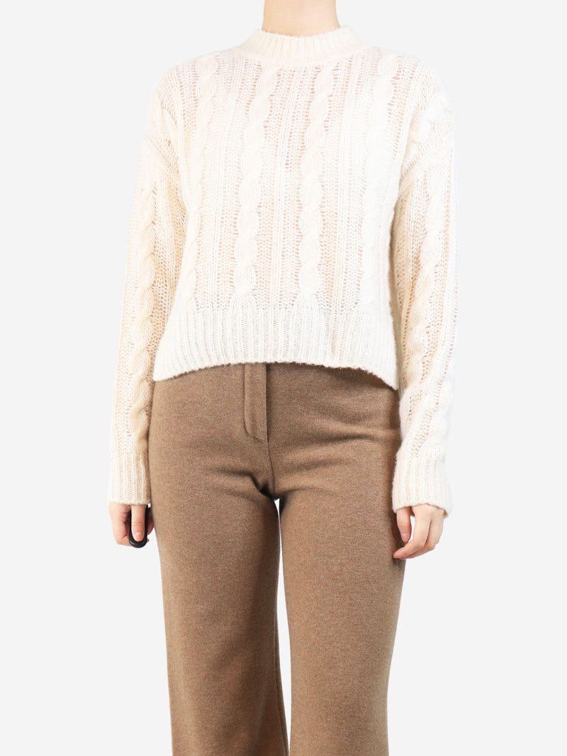 Cream cashmere and silk-blend cable knit jumper - size S Knitwear ME+EM 