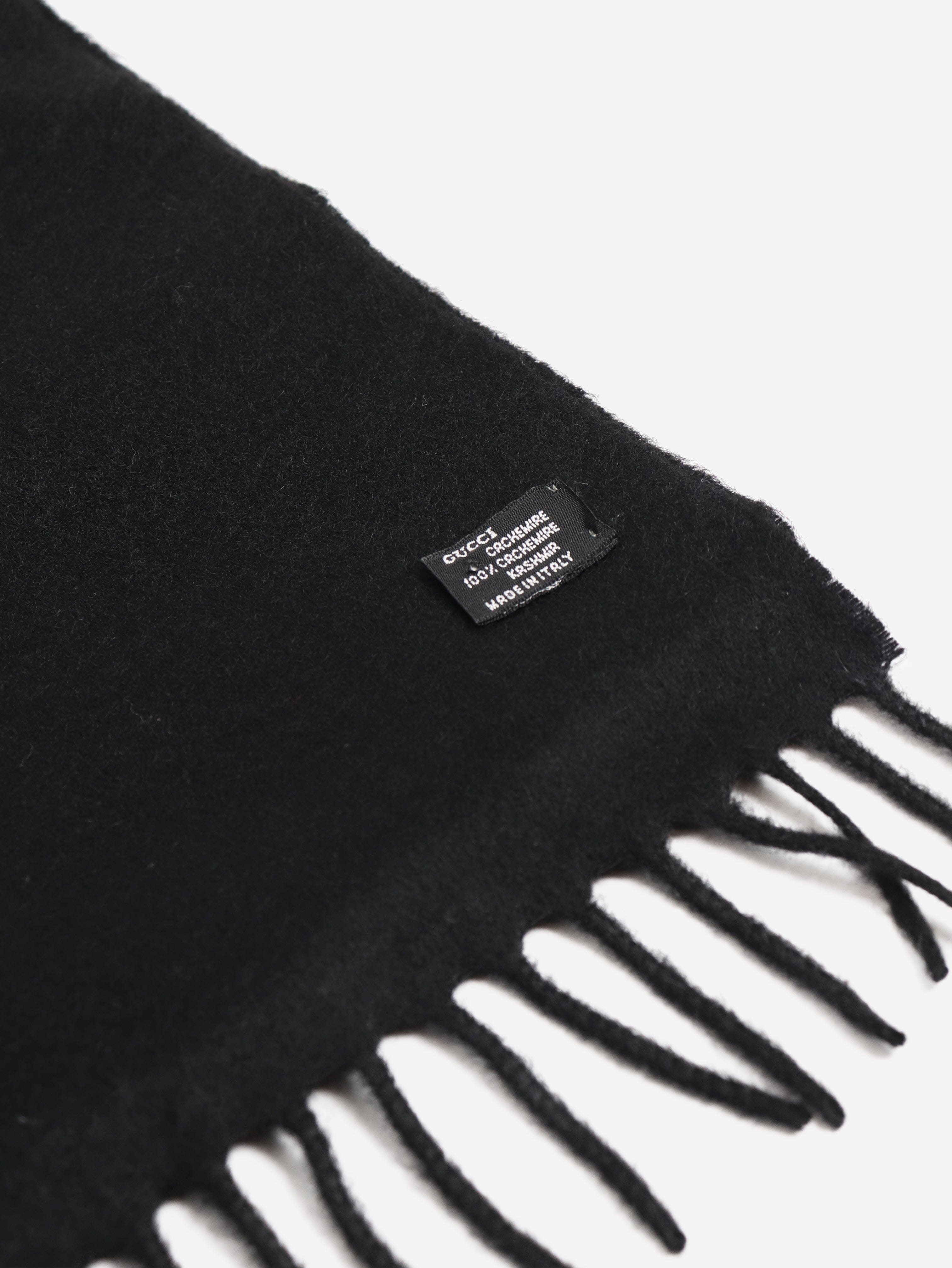 Black cashmere fringed scarf Scarves Gucci 