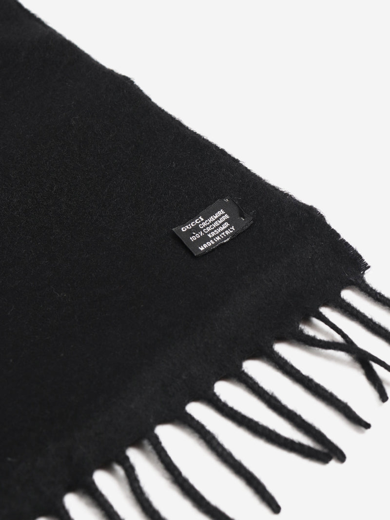 Black cashmere fringed scarf Scarves Gucci 