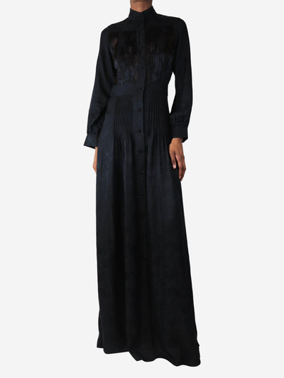 Black pleated maxi shirt dress - size UK 8 Dresses Duro Olowu 