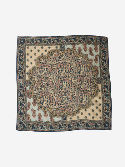 Blue paisley printed silk scarf