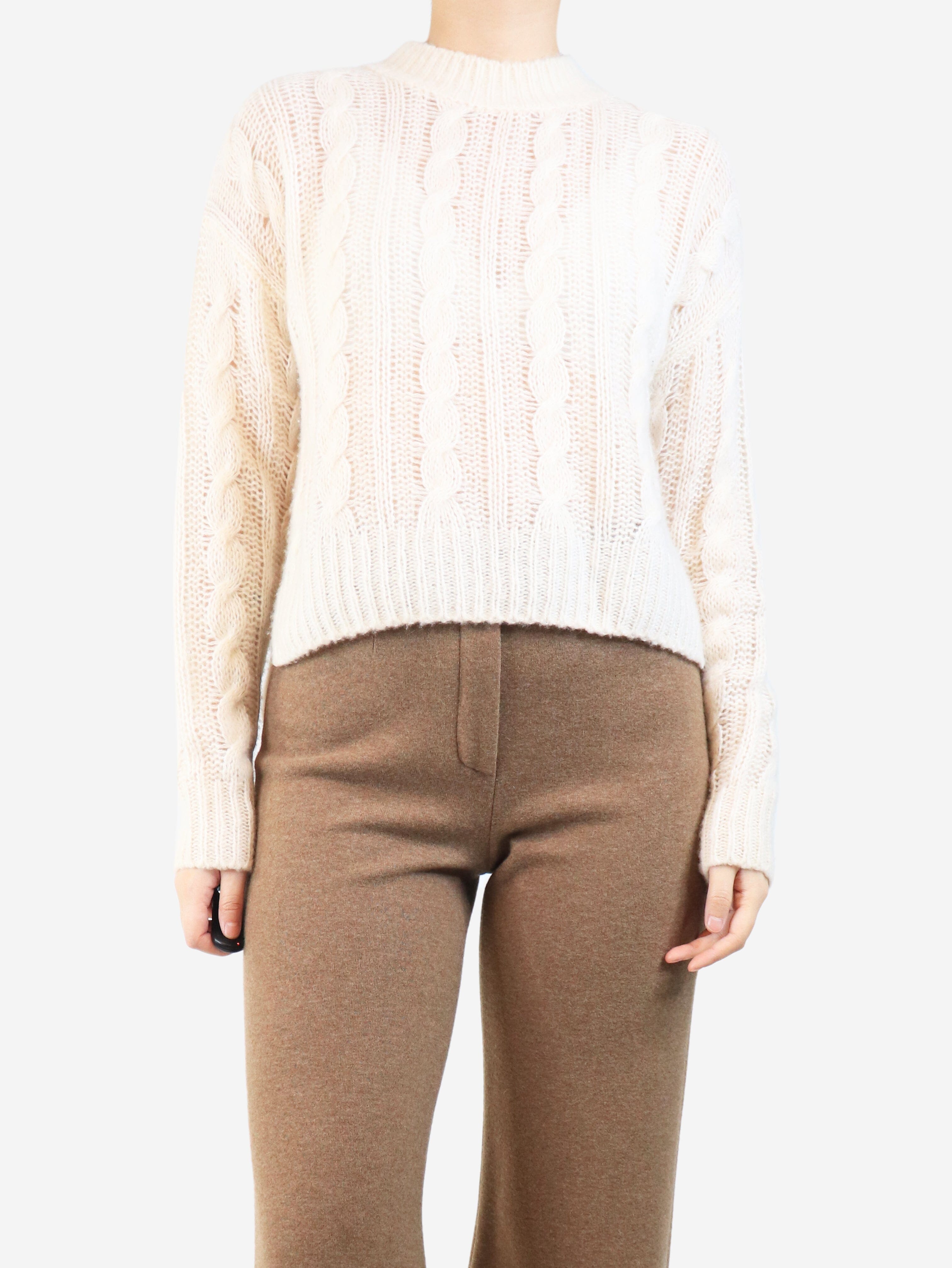 Cream cashmere and silk-blend cable knit jumper - size S Knitwear ME+EM 