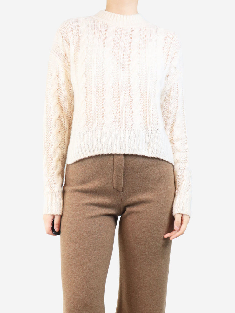 Cream cashmere and silk-blend cable knit jumper - size S Knitwear ME+EM 
