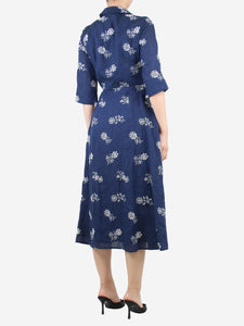 Erdem Dark blue embroidered shirt dress - size UK 10