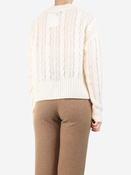 Cream cashmere and silk-blend cable knit jumper - size S alternate image