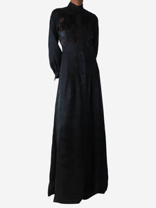 Duro Olowu Black pleated maxi shirt dress - size UK 8