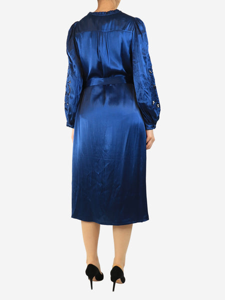 Navy Ciara cutwork sleeve dress - size UK 12 alternate image