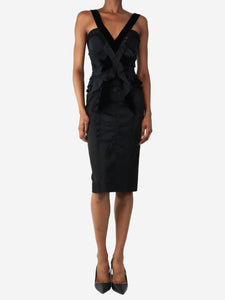 Nina Ricci Black ruffled midi dress - size UK 8