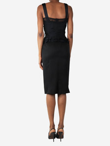 Nina Ricci Black ruffled midi dress - size UK 8