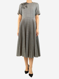 Black and white Prince of Wales check pleated midi dress - size UK 10 Dresses Erdem 