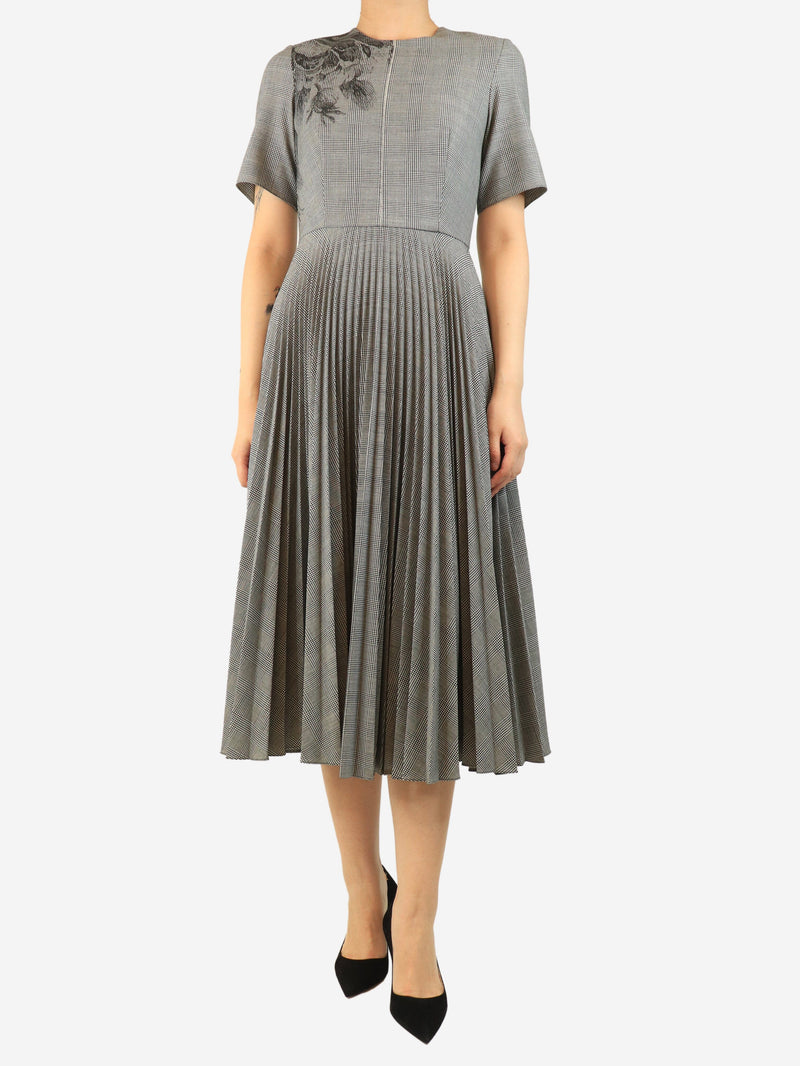 Black and white Prince of Wales check pleated midi dress - size UK 10 Dresses Erdem 
