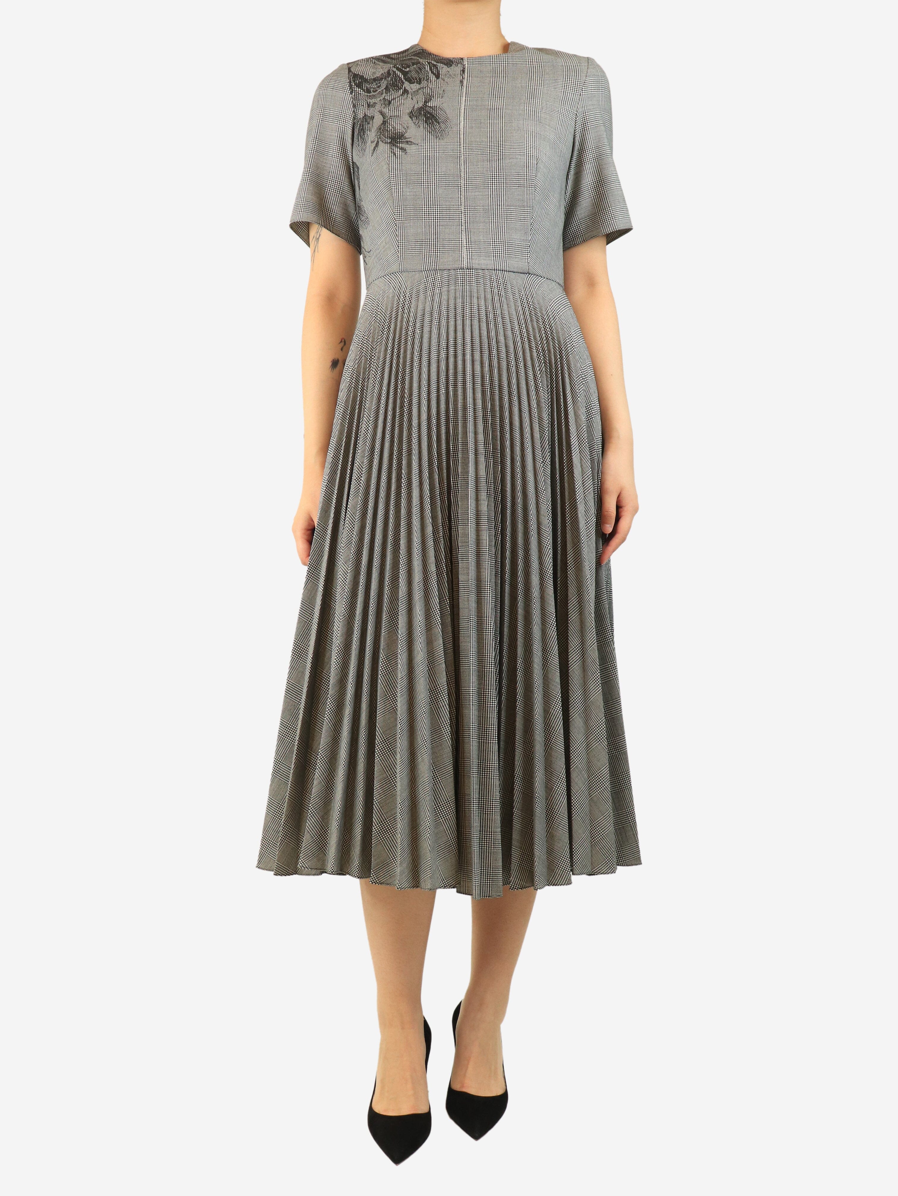 Black and white Prince of Wales check pleated midi dress - size UK 10 Dresses Erdem 