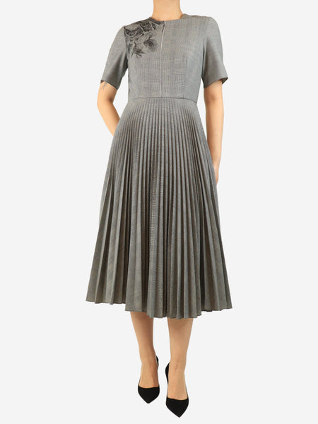 Black and white Prince of Wales check pleated midi dress - size UK 10 product image