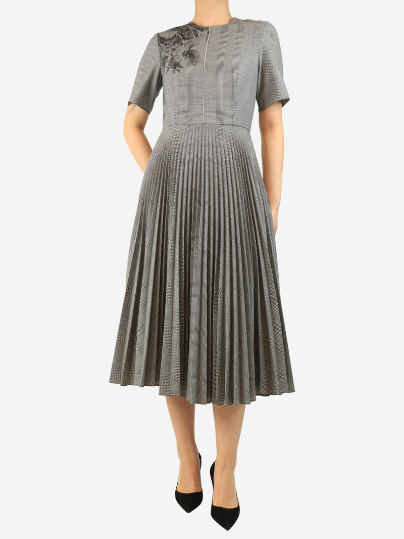 Black and white Prince of Wales check pleated midi dress - size UK 10 Dresses Erdem 