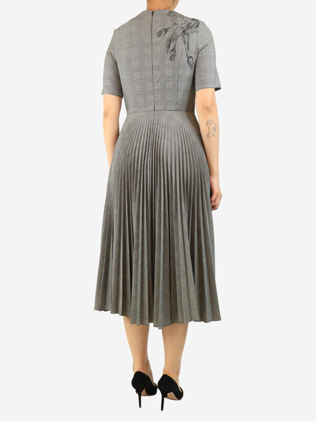 Black and white Prince of Wales check pleated midi dress - size UK 10 alternate image