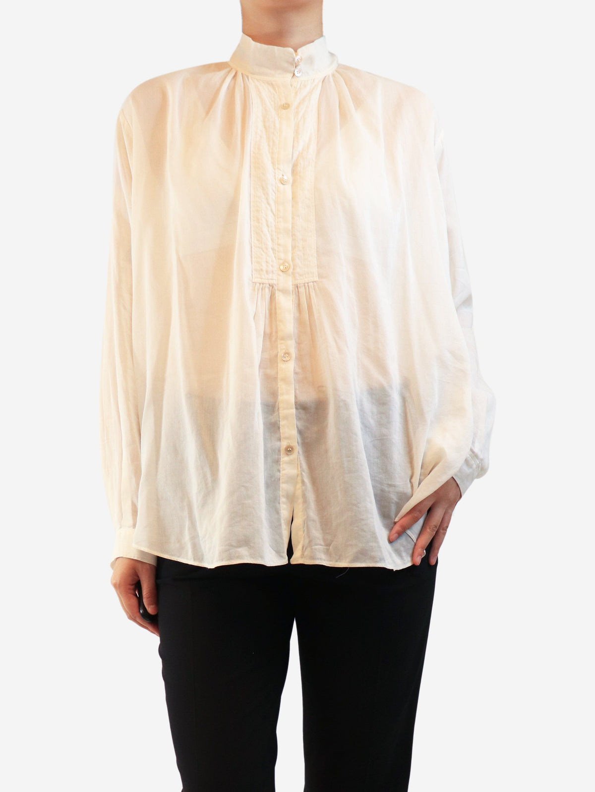 Cream sheer cotton-blend blouse - size UK 10 Tops Forte Forte 
