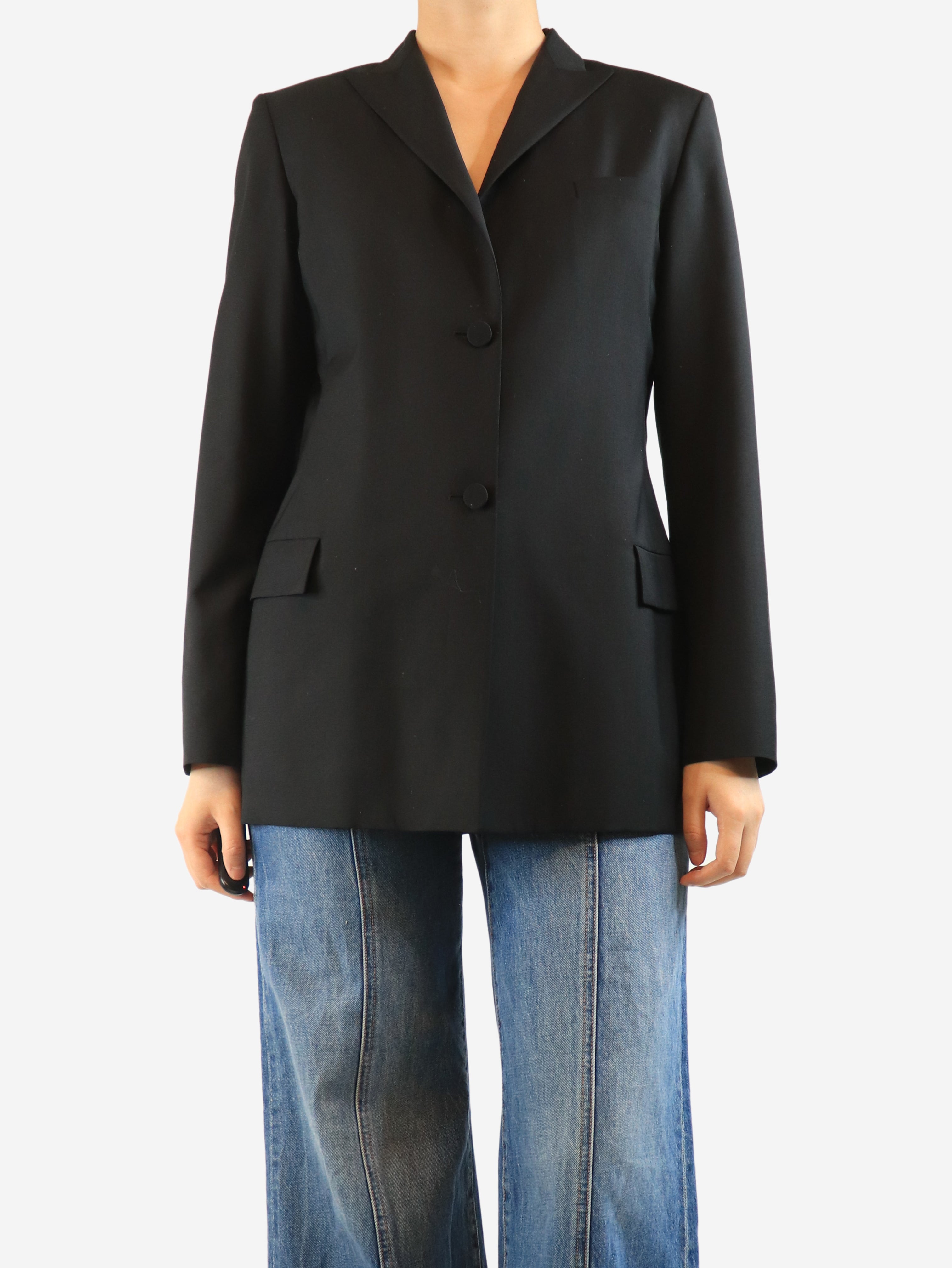 Black silk blazer - size UK 12