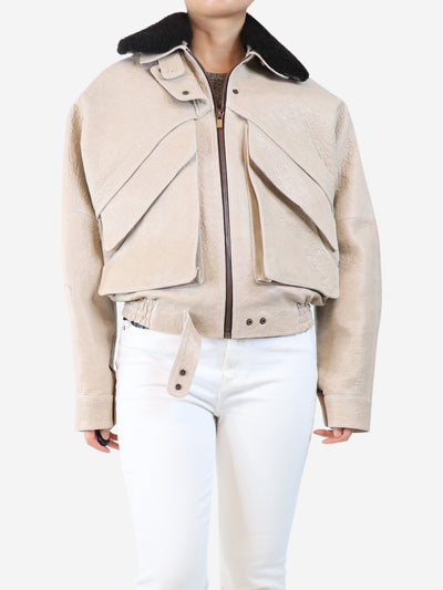 Beige leather flight jacket - size UK 8 Coats & Jackets Magda Butrym 