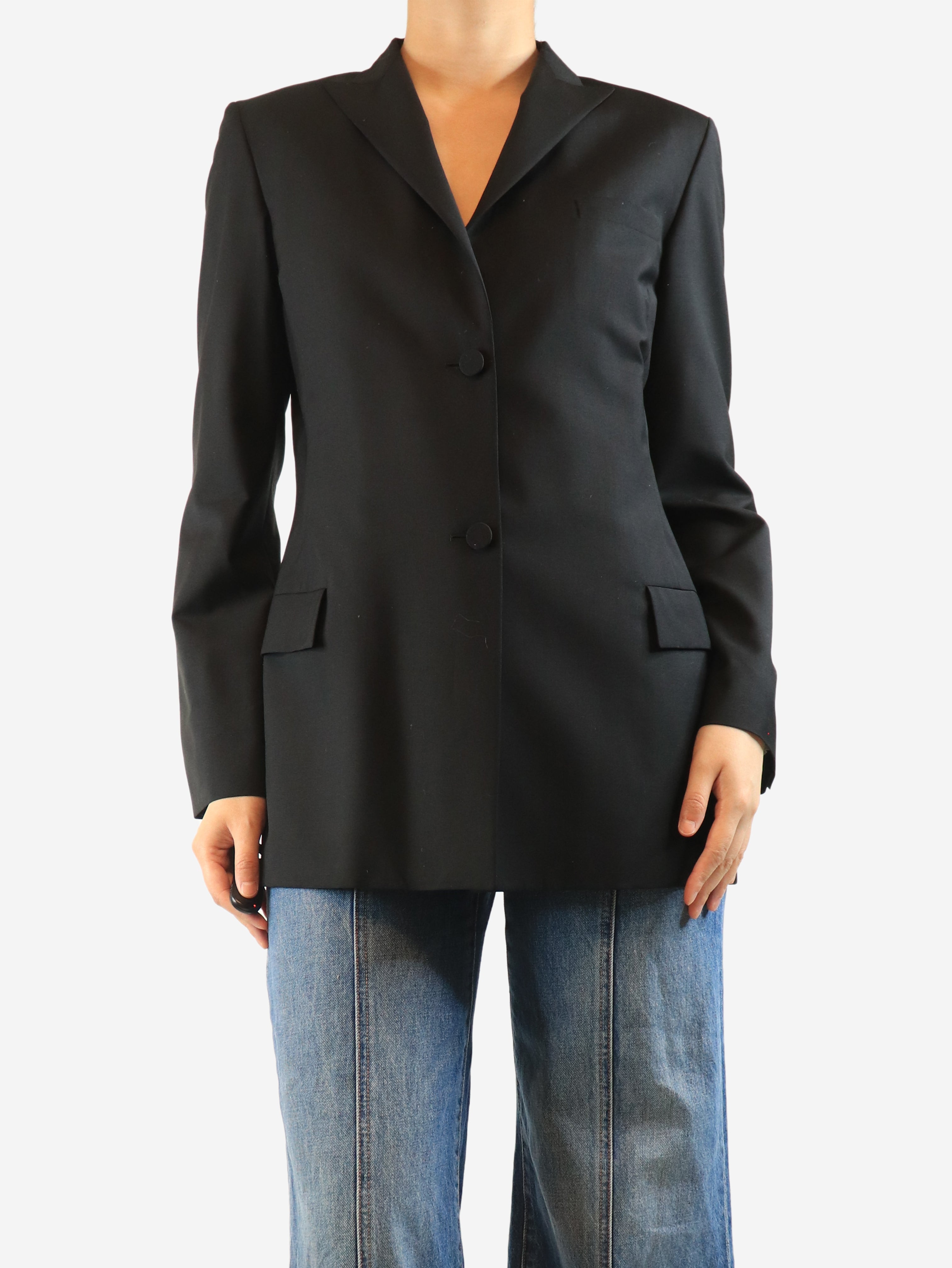 Black silk blazer - size UK 12