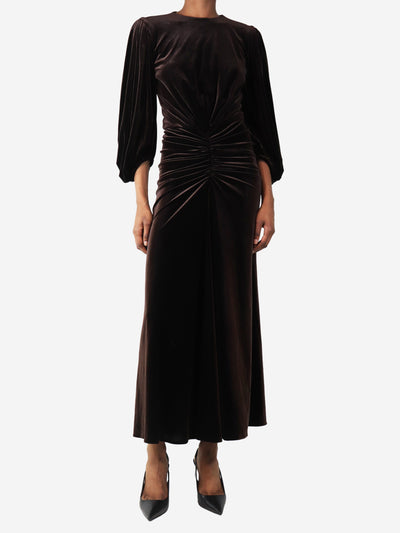 Dark brown gathered velvet maxi dress - size UK 8 Dresses Alexandre Vauthier 
