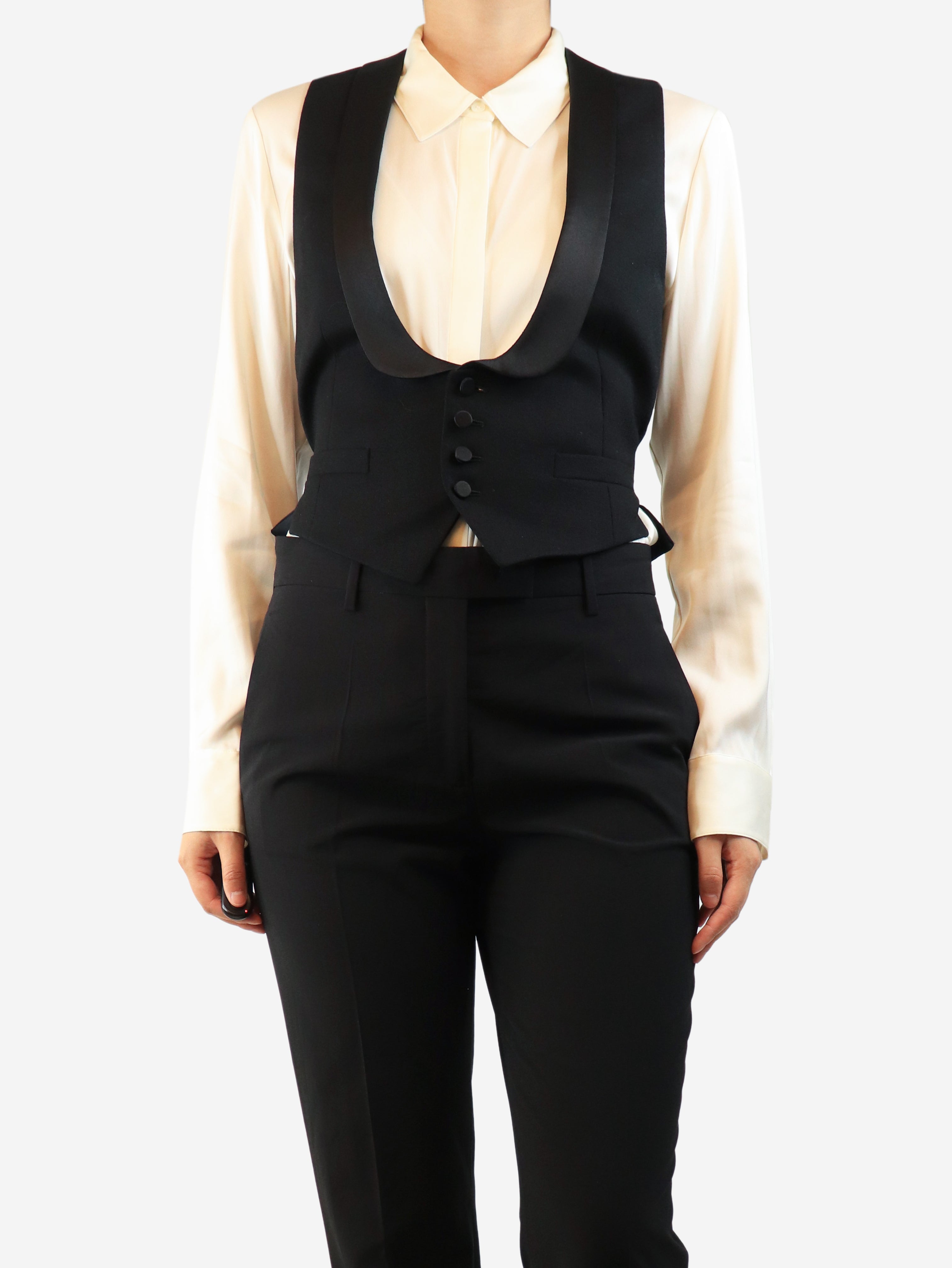 Black tux waistcoat - size UK 8
