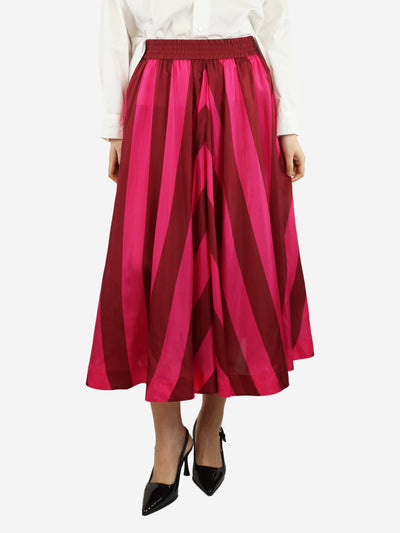 Maroon and pink silk striped midi skirt - size UK 8 Skirts Zimmermann 