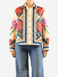 Floral satin quilted jacket - size XL