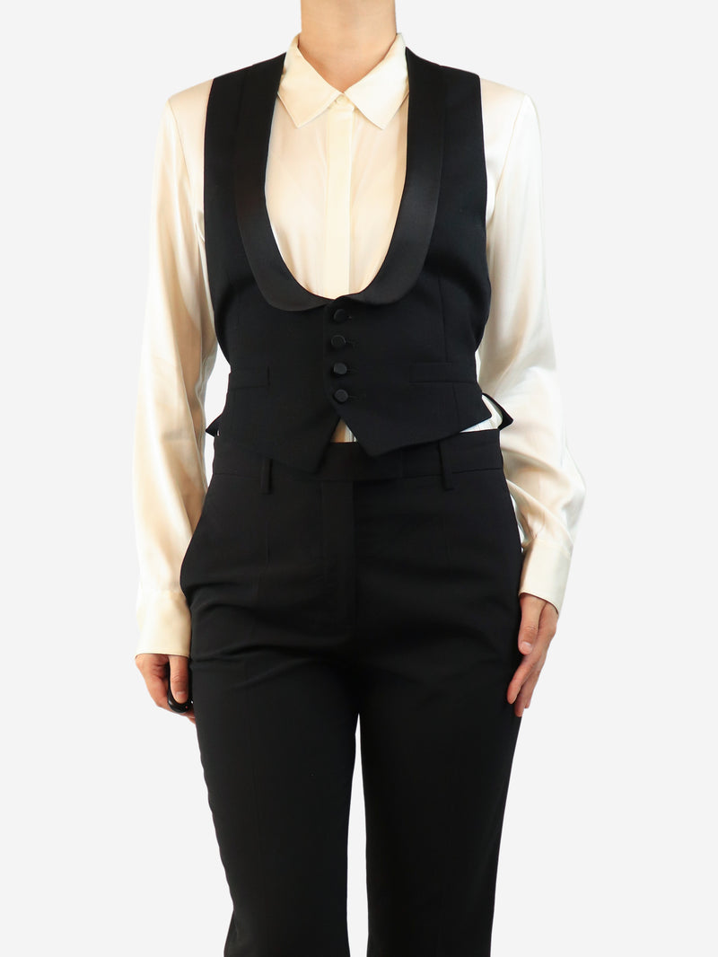 Black tux waistcoat - size UK 8