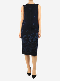 Blue Elena floral denim midi dress - size UK 10 Denim Erdem 
