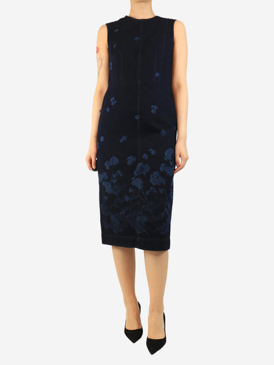 Blue Elena floral denim midi dress - size UK 10 Denim Erdem 