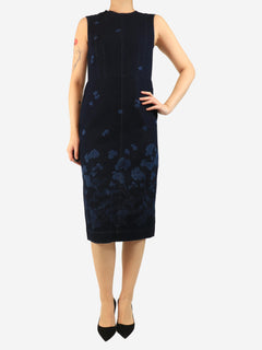 Blue Elena floral denim midi dress - size UK 10 Denim Erdem 