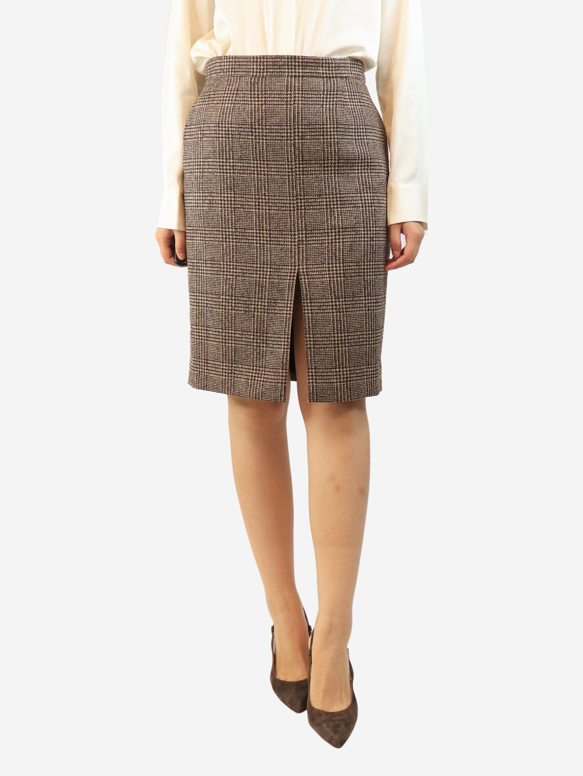 Brown houndstooth skirt - size UK 10 Skirts Luisa Spagnoli 