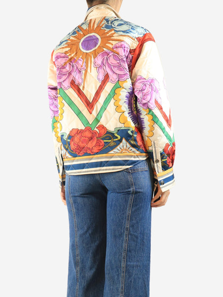 Floral satin quilted jacket - size XL alternate image