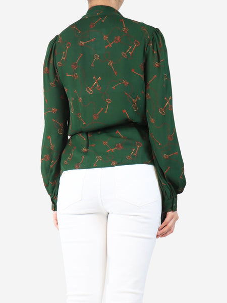 Green key printed silk top - size S alternate image