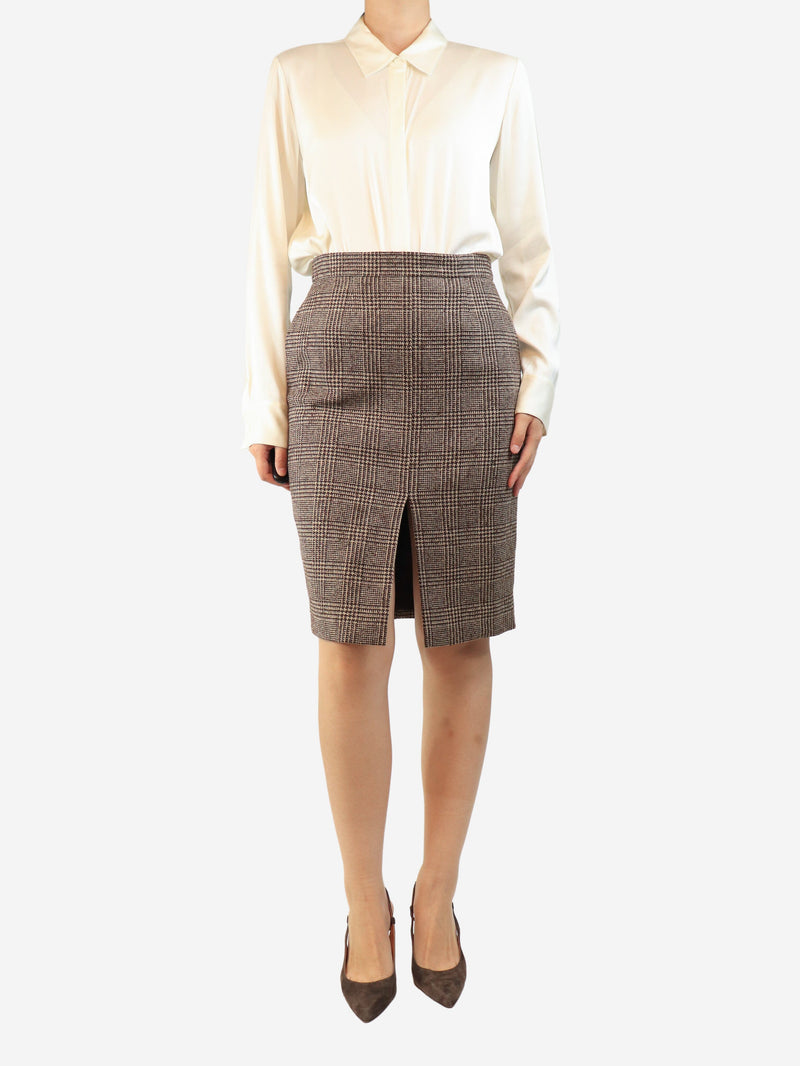 Brown houndstooth skirt - size UK 10 Skirts Luisa Spagnoli 