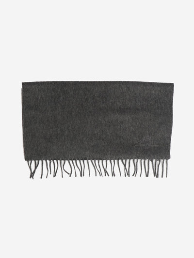 Dark grey fringed cashmere scarf