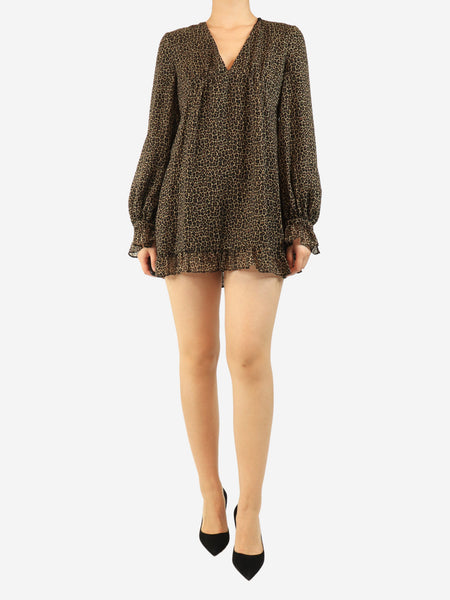 Brown leopard print mini dress - size UK 10 product image