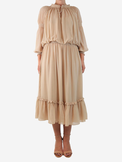 Peach chiffon midi dress - size UK 8 Dresses Celine 