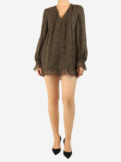 Brown leopard print mini dress - size UK 10 Dresses Saint Laurent 