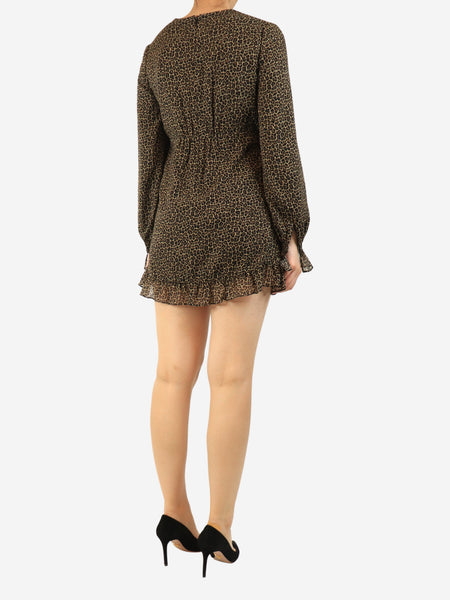 Brown leopard print mini dress - size UK 10 alternate image