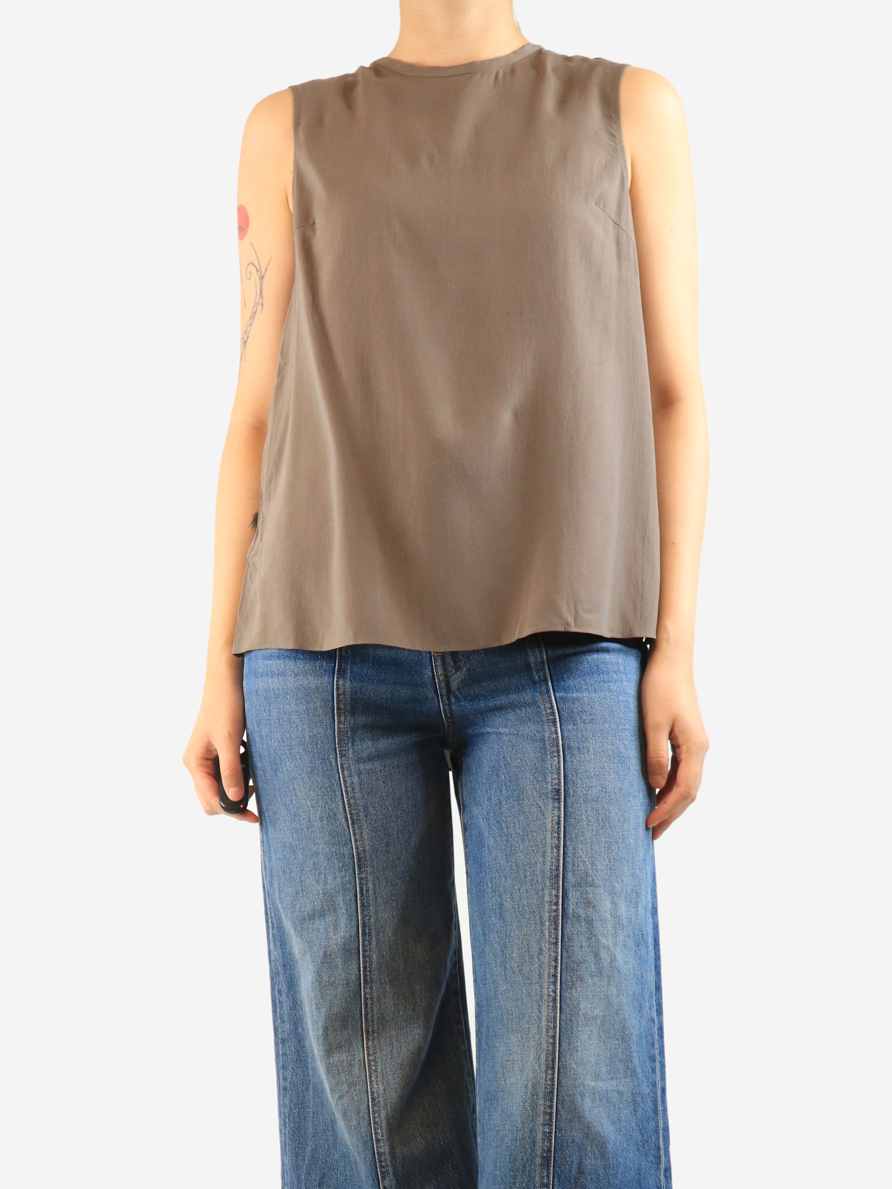 Brown silk tank top - size S
