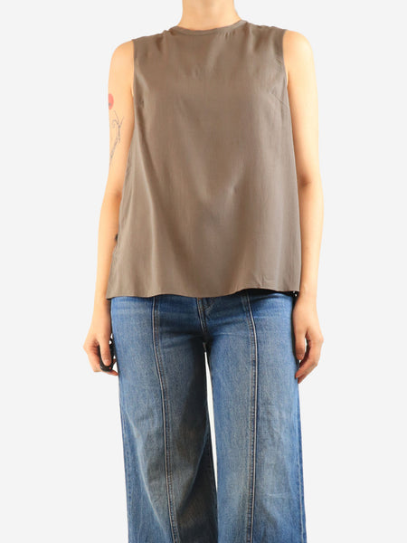 Brown silk tank top - size S product image