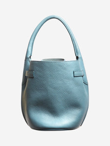 Celine Blue buckled bucket top handle bag - size