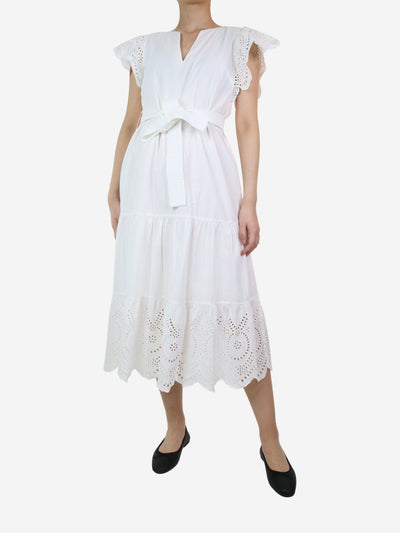 White short-sleeved embroidered midi dress - size S Dresses Rails 