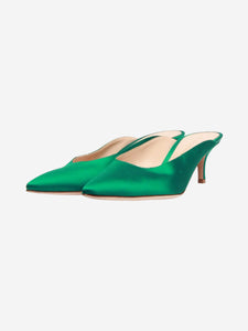 Gianvito Rossi Green satin pointed-toe mules - size EU 38.5