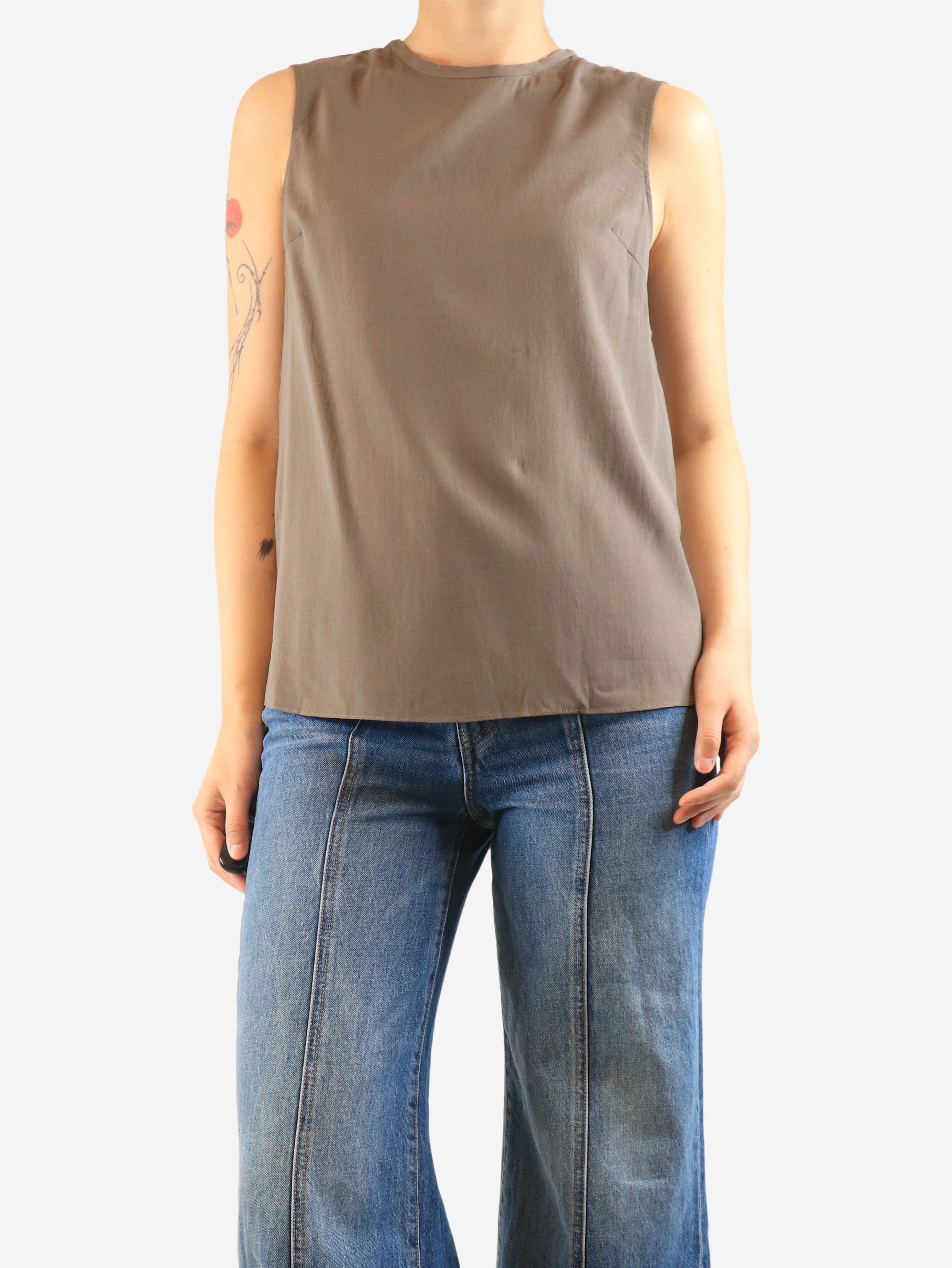 Brown silk tank top - size S