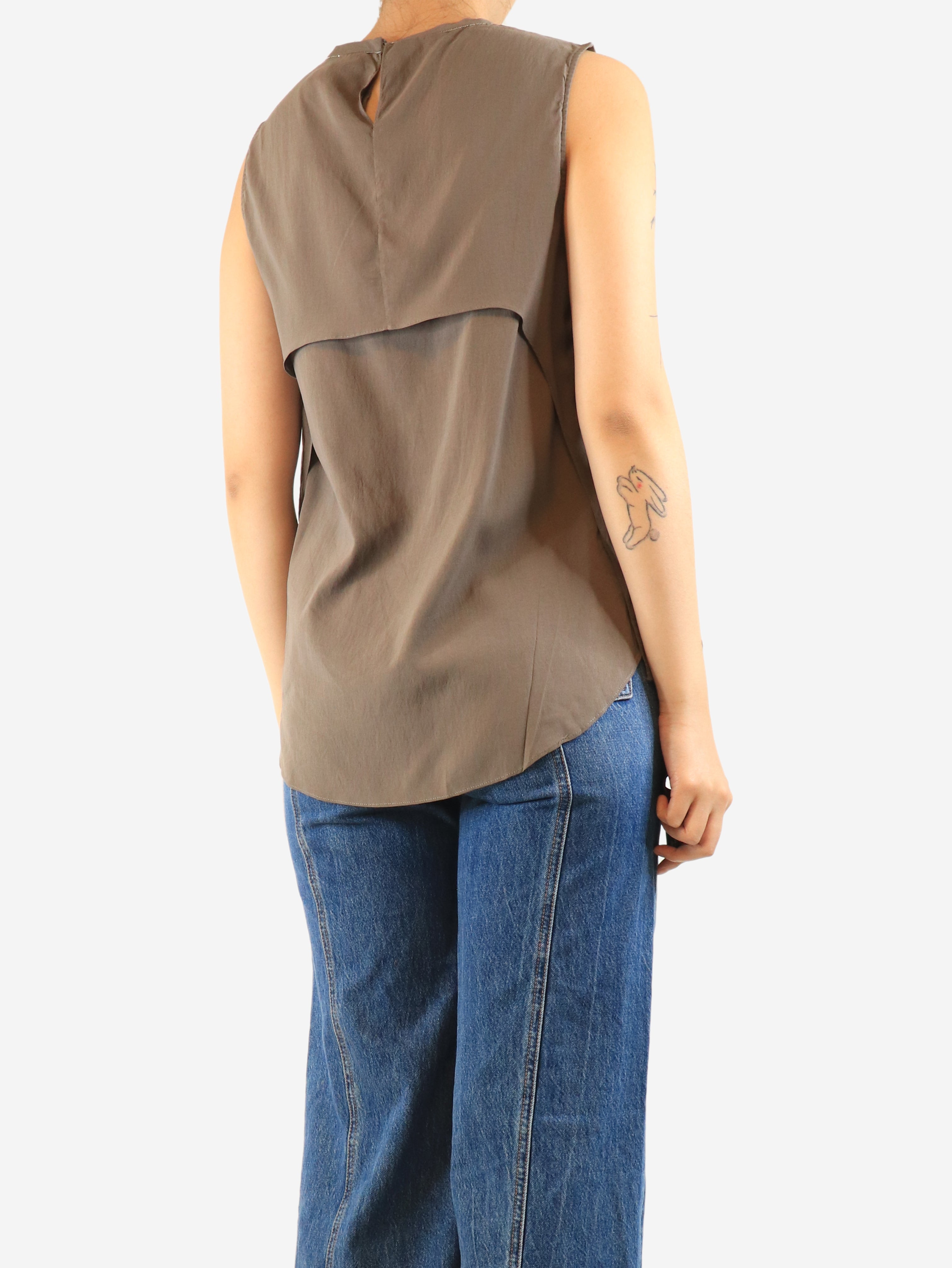Brown silk tank top - size S